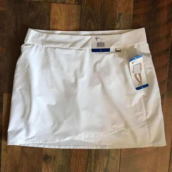 Greg Norman Pants - Greg Norman golf white skort skirt shorts SZ L tennis pickleball athletic New